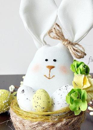 Весенняя композиция/ пасхальный зайчик/ пасхальный кролик/ пасхальный декор/ текстильный заяц/