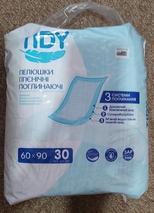 Вбираючі пелюшки tidy 60 x 90 см, 30 штук