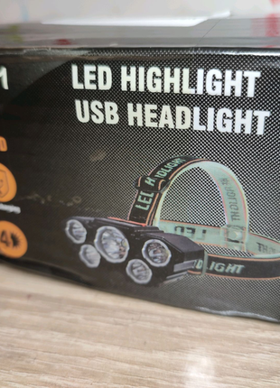 Ліхтар налобний usb 5*led - usb водонепроникний світлодіодний ліх