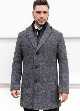 Мужское пальто серое зимнее iclass (арт. t-043)
