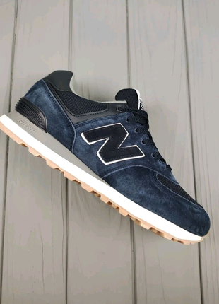 New balance 574 navy blue1 фото