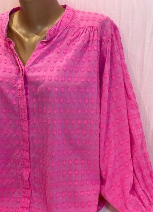 Рожева блузка сорочка жіноча з обємними рукавами оверсайз8 фото