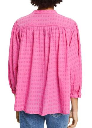 Рожева блузка сорочка жіноча з обємними рукавами оверсайз5 фото