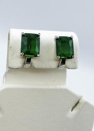 Сережки срібні зі смарагдом альпінітом 4,77 г