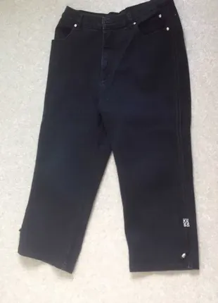 Джинсы штаны бриджи черные с высокой талией р. 48