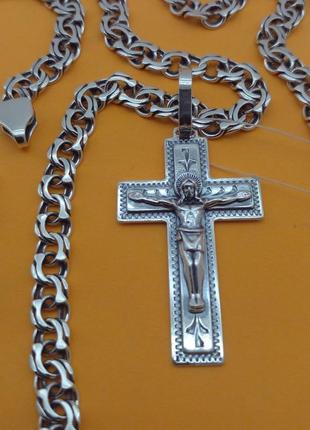 Срібний комплект хрестик і ланцюжок срібло 925 проби хрест.