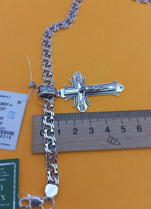 Комплект срібний хрест і ланцюжок срібло 925 проби хрестик...5 фото