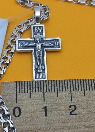 Срібний ланцюжок і хрестик срібло 925 проби ланцюг і хрест по...6 фото