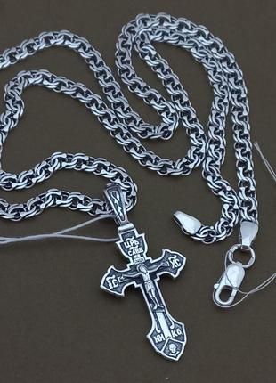 Срібний хрестик і ланцюжок срібло 925 проби ланцюг і хрест по...2 фото