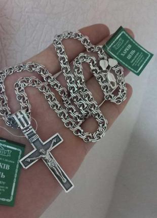 Срібний масивний хрест і ланцюжок срібло 925 хрестик ланцюг...4 фото
