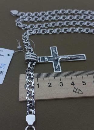 Срібний масивний хрест і ланцюжок срібло 925 хрестик ланцюг...5 фото