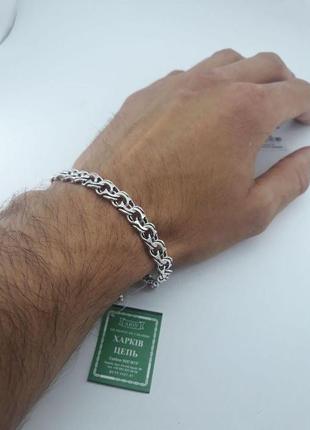 Топ срібний чоловічий браслет срібло 925 проб ланцюжок бісмарк