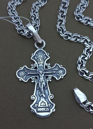 Срібний ланцюжок і хрестик 3082 срібло 925 проби ланцюг хрест.