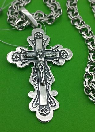 Срібний ланцюжок і хрестик срібло 925 проби ланцюг підвіс хрест