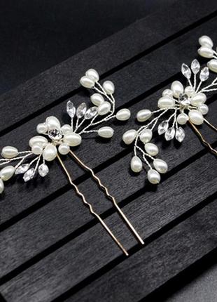 Свадебная шпилька с жемчугом ювелирная бижутерия посеребрение
