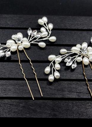 Свадебная шпилька с жемчугом ювелирная бижутерия посеребрение