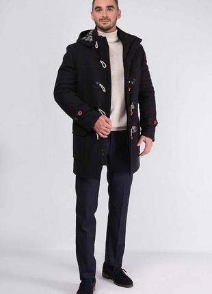 Мужское пальто синее зимнее duffle coat (арт. к-099)2 фото