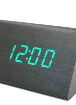 Електронні настільні годинники-будильник led wood clock vst-864-11 фото