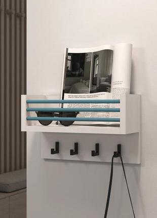 Ключниця з поличкою в передпокій на стіну, полиця для дрібних речей та ключів