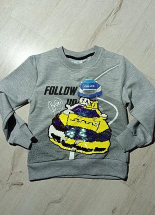 Реглан свитшот мальчика с пайетками рр110см