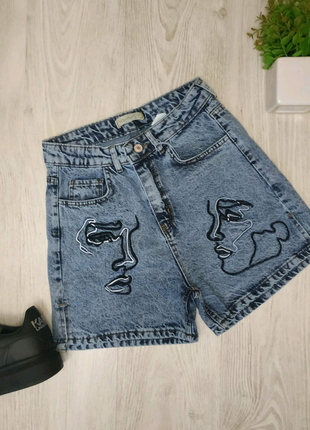 Жіночі джинсові шорти з принтом обличчя — чудова якість туреччина10 фото
