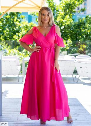 Шовкова сукня на запах з 48 по 64 розмір кольори на фото