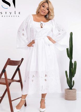 Сукня біле великого розміру батист з вишивкою з 48 по 58