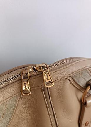 Кожаная сумка-саквояж  светло-коричневого цвета yeves saint laurent, 46*36 cm*15 cm5 фото