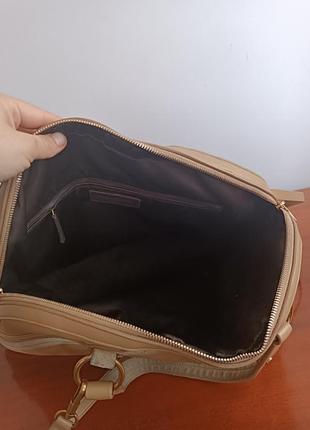 Кожаная сумка-саквояж  светло-коричневого цвета yeves saint laurent, 46*36 cm*15 cm9 фото