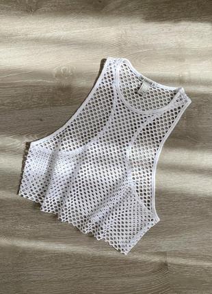 Белый топ-сеточка forever 21 летняя женская сетка кроптоп