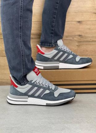 Кросівки adidas zx 500 rm grey four scarlet