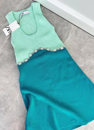 Zara вишукана вʼязана сукня з кристалами6 фото