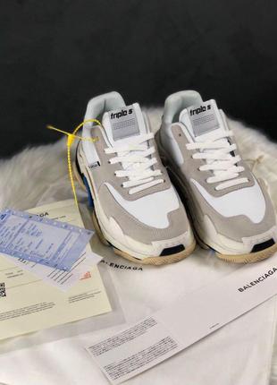 Кроссовки balenciaga triple s v2 white blue.