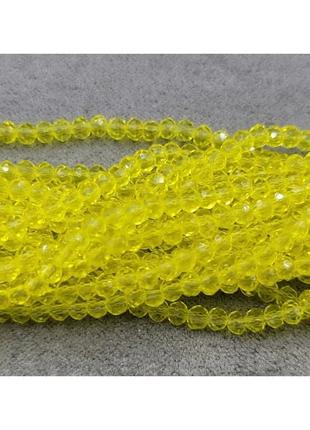 Хрустальные бусины (стекло). рондель - 2 мм. на нитке - 150-160 бусин. цвет жёлтый прозрачный
