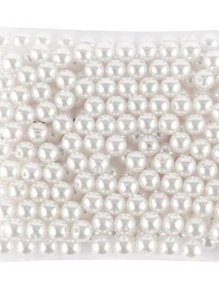 Пластикові перлові намистини — 12 мм. колір білий.  паковання — 250 грамів (прим295 шт.). люкс-якість