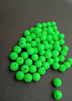 Акриловые бусины "неоновые матовые" размер - 8 мм. цвет - зелёный. упаковка - 20 грамм (прим.70 шт)