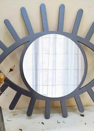 Декоративное чёрное зеркало всевидящее око, настенное зеркало в форме глаза с ресницами, бохо декор7 фото