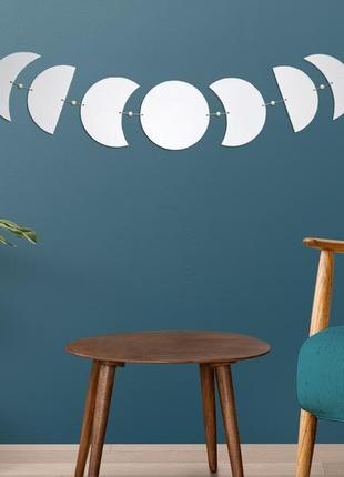 Декор над кроватью фазы луны, гирлянда с кисточками лунный цикл, луна из дерева декор...