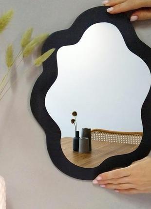 Волнистое интерьерное зеркало красное, декоративное трендовое зеркало, овальное небольшое зеркало8 фото