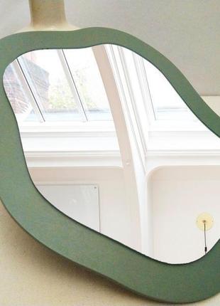 Волнистое интерьерное зеркало светло-лавандовое, трендовое декоративное зеркало, абстрактное зеркало9 фото