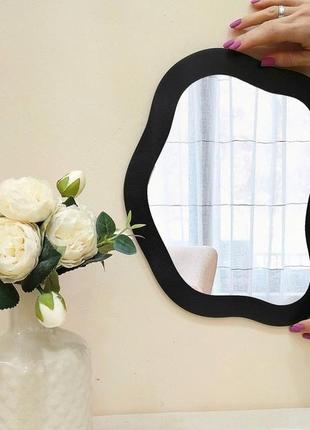 Волнистое интерьерное зеркало светло-лавандовое, трендовое декоративное зеркало, абстрактное зеркало6 фото