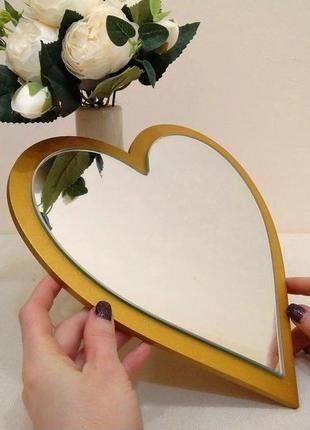Розовое декоративное зеркало сердце, интерьерное зеркало в форме сердца, зеркало для девочки3 фото