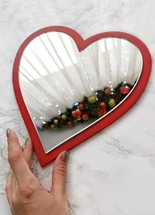Декоративное зеркало сердце цвет орех, интерьерное зеркало в форме сердца, зеркало для девочки6 фото