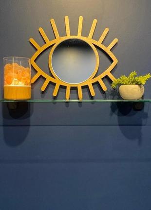 Декоративное зеркало всевидящее око цвет римское золото, настенное зеркало в форме глаза с ресницами8 фото