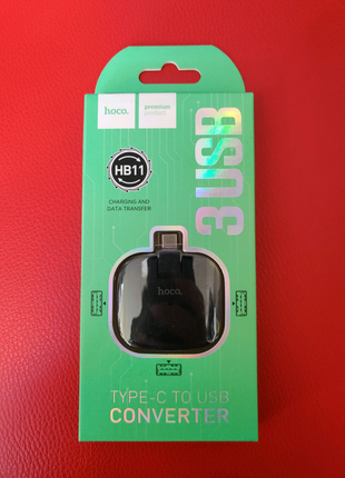 Перехідник hub hoco hb11 type-c на 3 usb хаб
