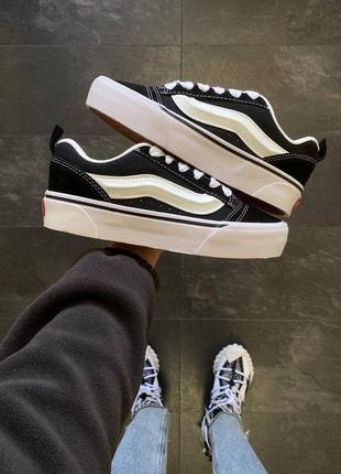 Vans knu skool black white plarform