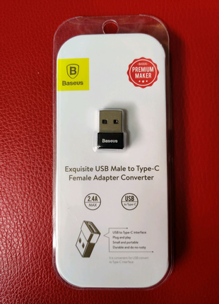 Перехідник baseus exquisite usb male -> type-c female