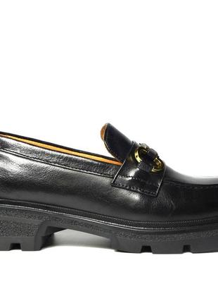 Лоферы женские кожаные черные туфли на низком ходу py358a-22a anemone 33531 фото