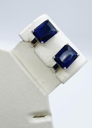 Сережки срібні з сапфіром альпінітом 4,58 г
