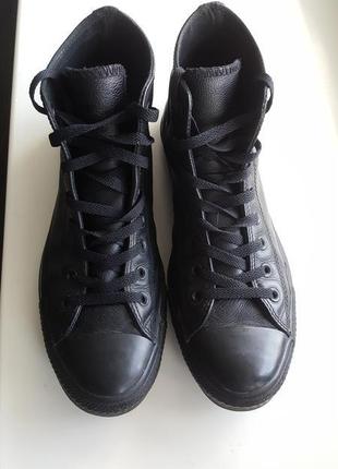 Converse all star leather black2 фото